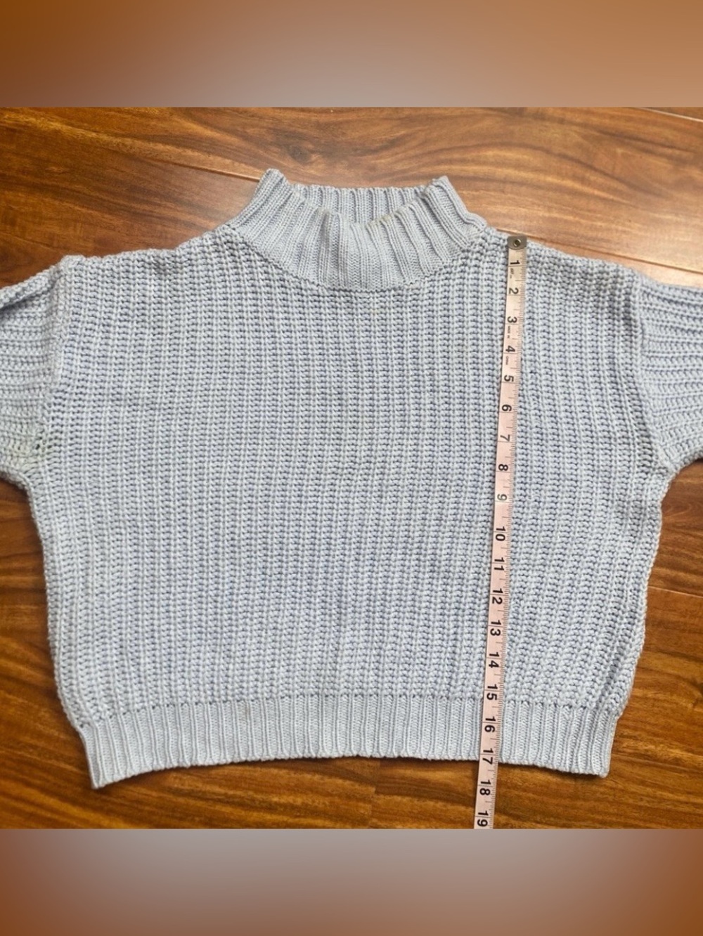 Love Change Italy Women's Baby Blue Chunky Knit Crop Sweater Size Large Casual - Picture 15 of 16
